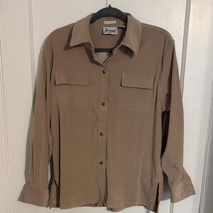 Joanna Petite Women's Brown Button Down Shirt